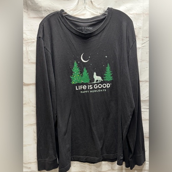 Life is Good Happy Holidays long sleeve tshirt size XL - Picture 1 of 4